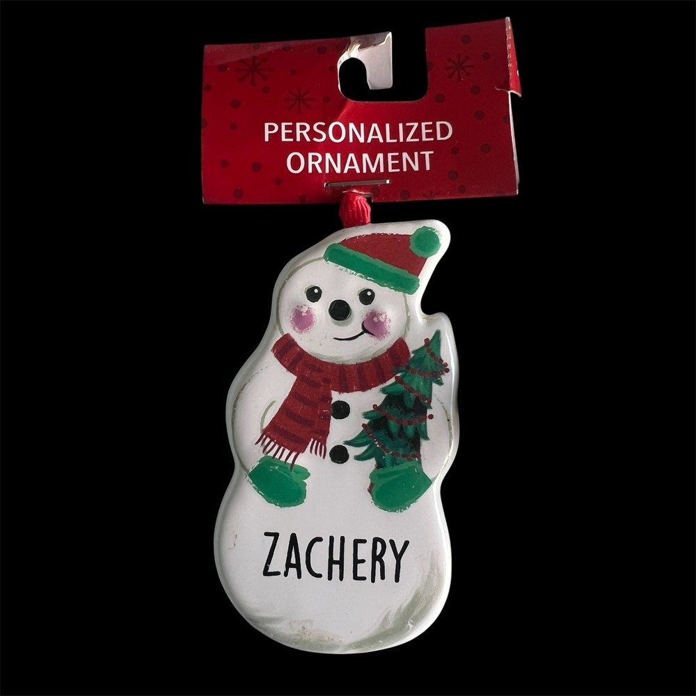 ZACHERY Ganz Personalized Name Snowman Christmas 3.5" Ceramic‎ Ornament Tree